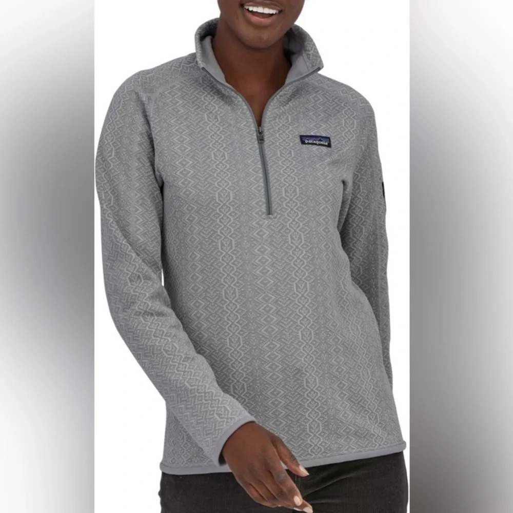 Patagonia Gray Patterned Quarter-Zip Fleece Top